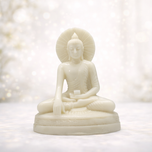 ServPuja Mini White Buddha Idol for Home & Office – Peace & Meditation Statue