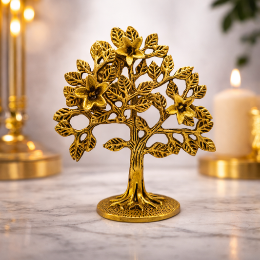 Brass Kalpavriksha Tree of Life Statue – Vastu Decorative Table Top Showpiece