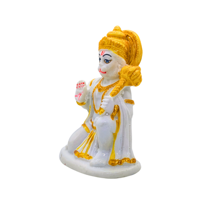 White Marble Finish Hanuman Ji Murti for Home Temple