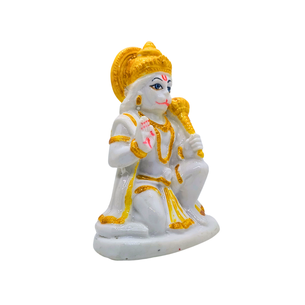 White Marble Finish Hanuman Ji Murti for Home Temple