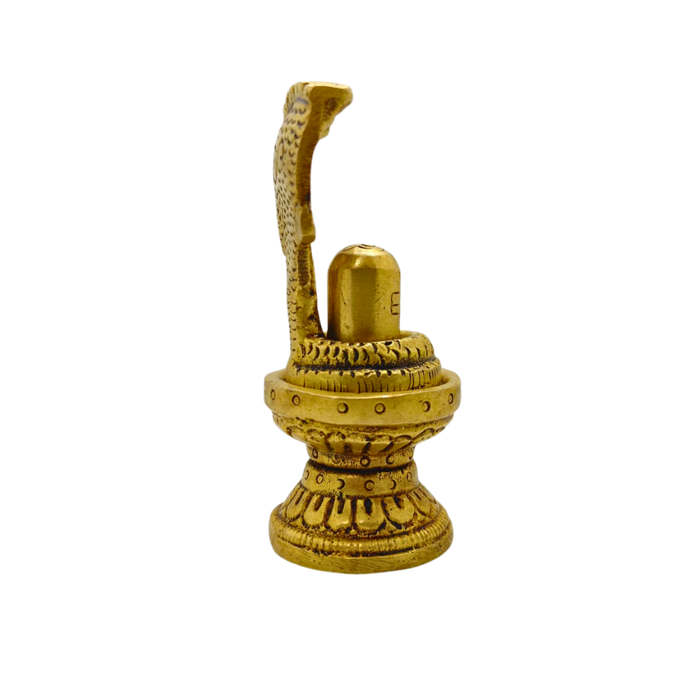 Premium Brass Shivling with Sheshnag – Mahadev Lingam for Home Temple & Puja
