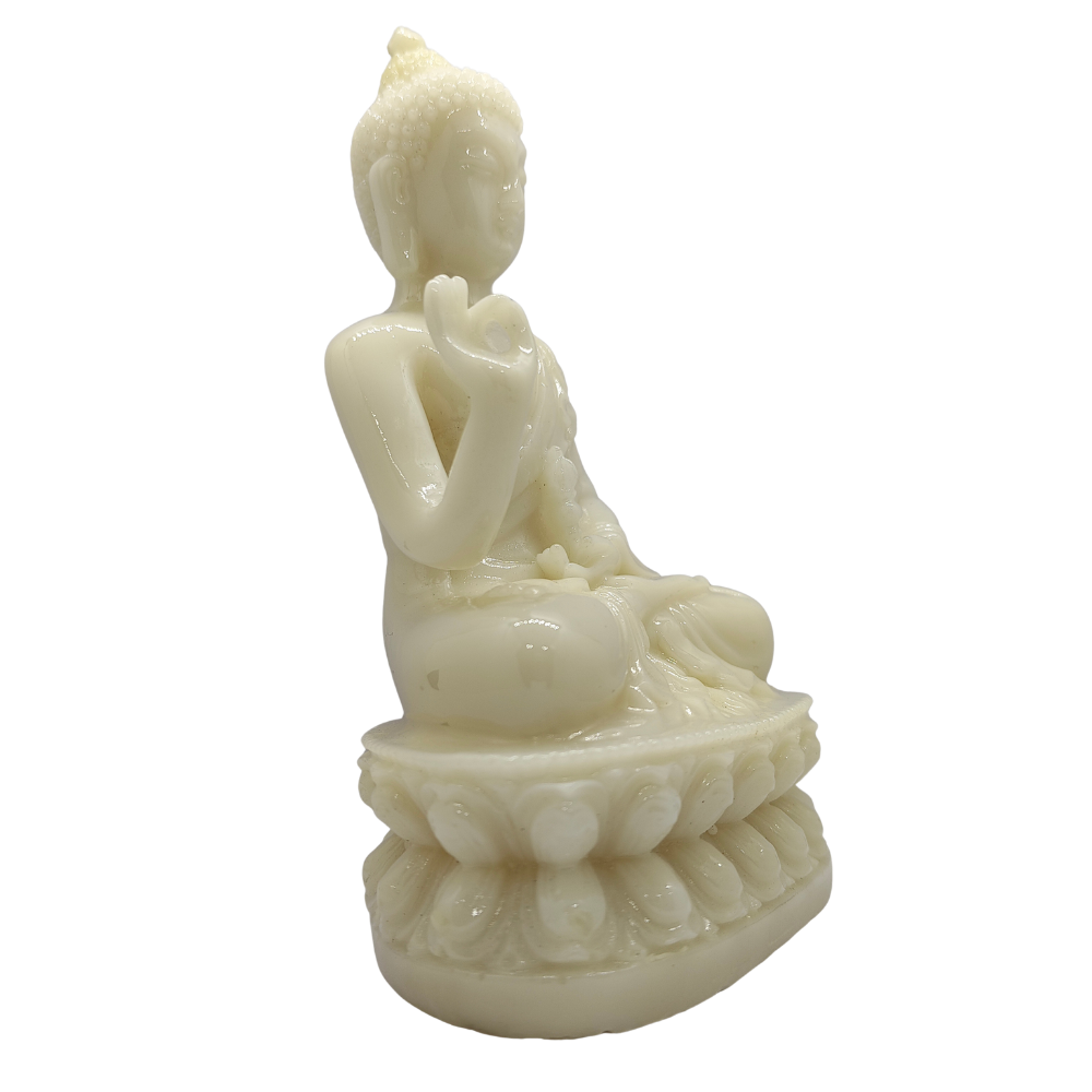 ServPuja White Buddha Idol with Blessing Hand – Abhaya Mudra Meditation Statue
