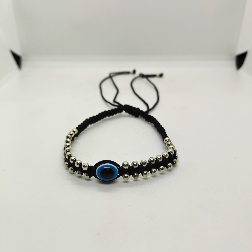 Evil Eye Bracelet with Silver Beads for Protection