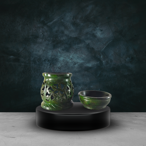Handcrafted Green Marble Oil Diffuser – Elegant Aroma Burner