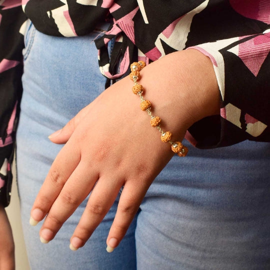 Authentic & Certified Natural Rudraksha Bracelet with Silver Capping