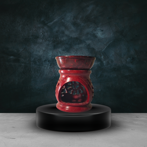 Handcrafted Red Marble Oil Diffuser – Decorative Aroma Burner