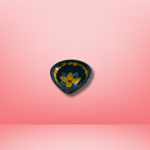 Green Floral Ceramic Pooja Diya