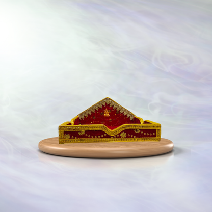 Royal Red Velvet Pooja Singhasan – Golden Temple Aasan