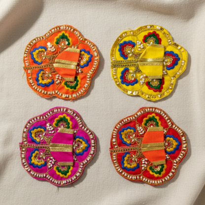 Shubh Vishnu Ji Poshak – Golden Embellished Multicolor Vastra