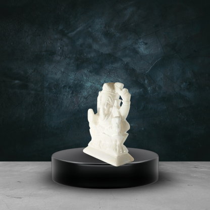 Small White Marble Ganesha Idol – Handcrafted Spiritual Statue