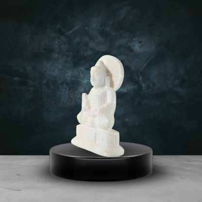 White Marble Lord Buddha Idol – Handcrafted Spiritual Décor Statue