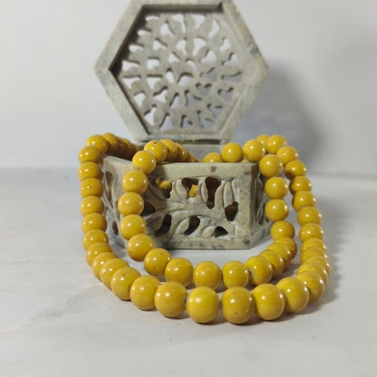 Golden Yellow Bead Necklace – Elegant Handmade Jewelry