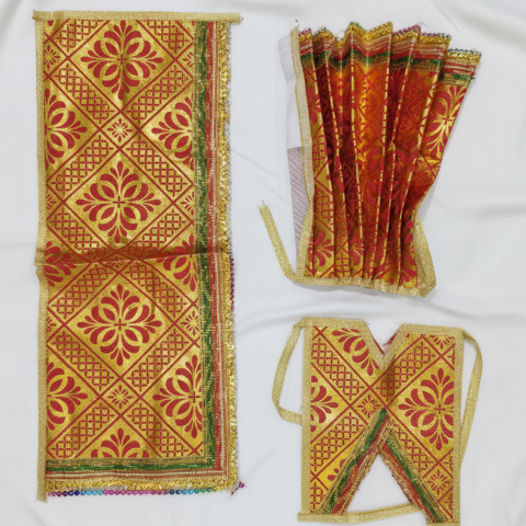 Divine Lakshmi Narayan Poshak – Royal Golden Red Ensemble