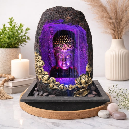 Decorative Buddha Face Fountain with Flowing Water