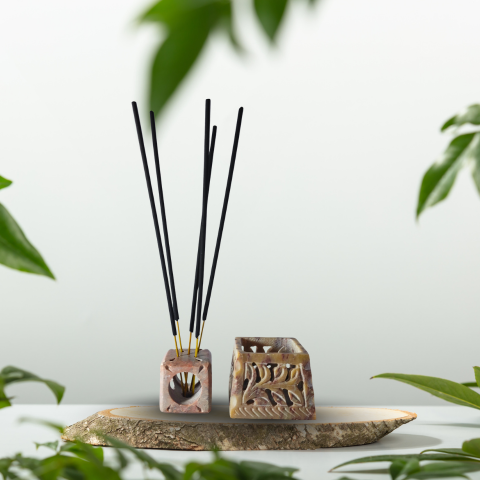 TranquilStone Incense Stick & Dhoop Holder – Round Ash Catcher