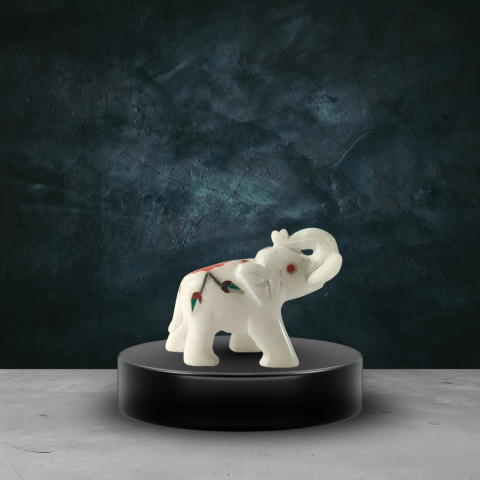 Divine White Marble Elephant