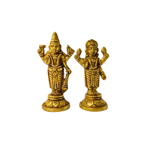 Holy Lakshmi Narayan Standing Brass Idol – Grace of Fortune & Preservation