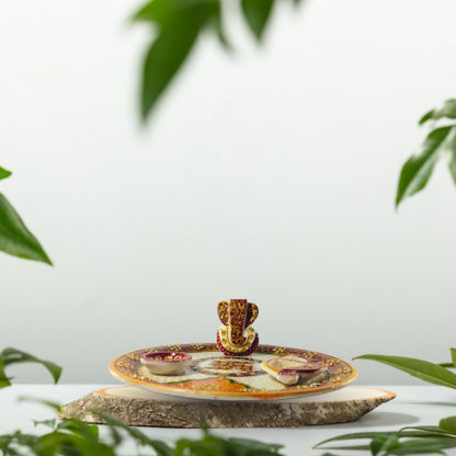 Handcrafted Marble Ganesh Pooja Thali