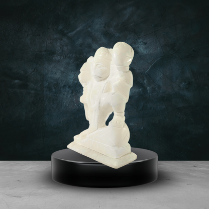 Handcrafted White Marble Lord Hanuman Idol – Divine Spiritual Home Décor Statue