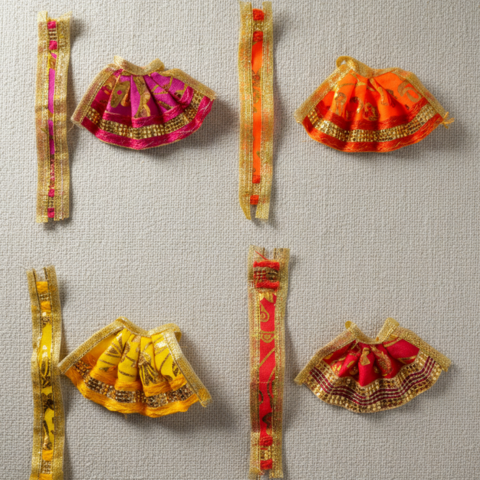 Sacred Radhe Krishna Poshak – Multicolor Skirt & Dupatta Ensemble