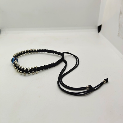 Evil Eye Bracelet with Silver Beads for Protection