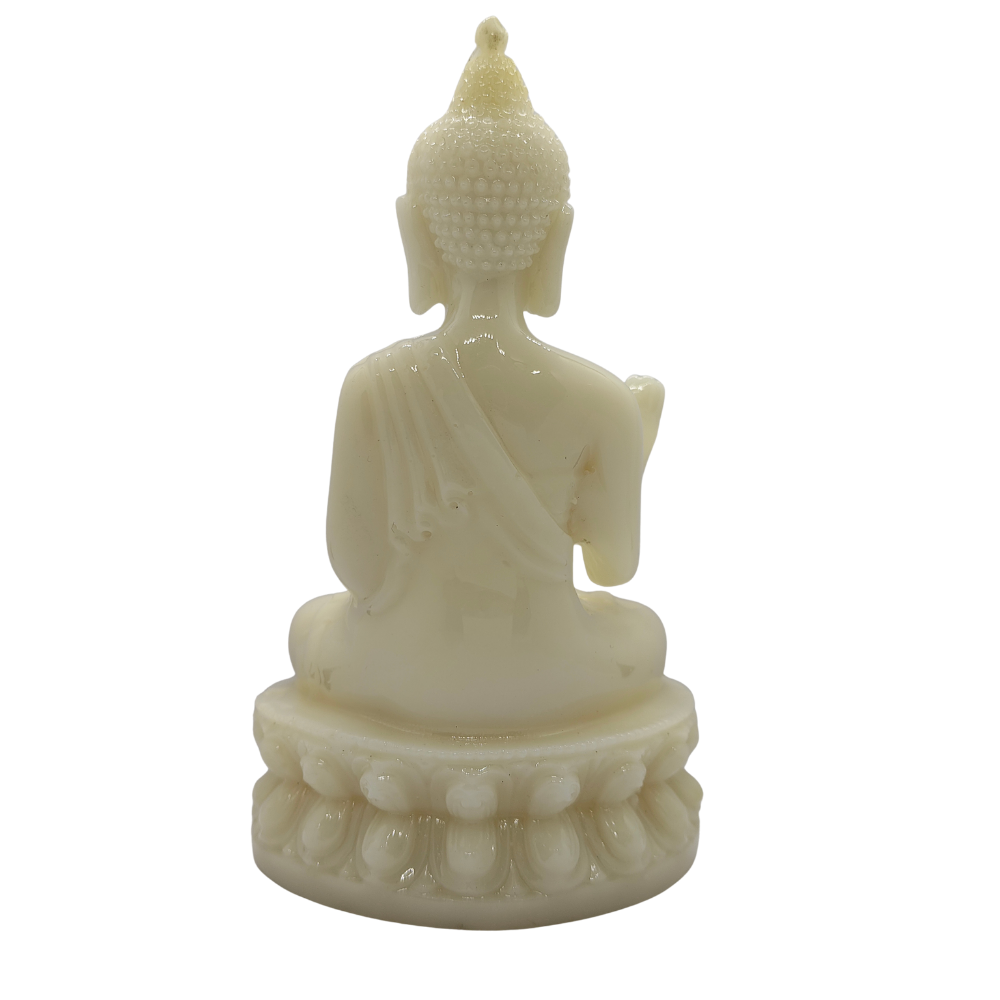 ServPuja White Buddha Idol with Blessing Hand – Abhaya Mudra Meditation Statue