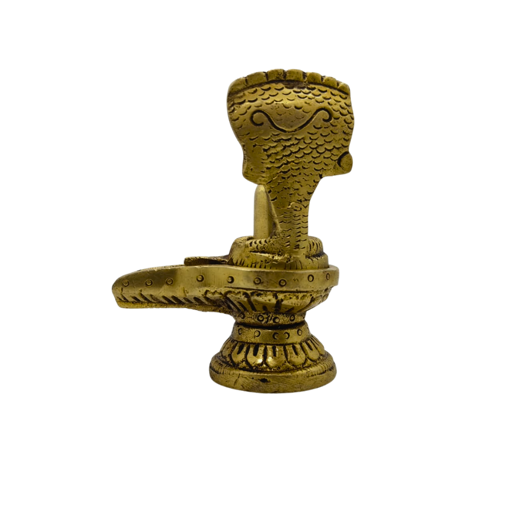 Premium Brass Shivling with Sheshnag – Mahadev Lingam for Home Temple & Puja