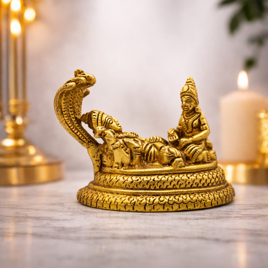 Brass Vishnu Lakshmi Statue – Sheshshayi Narayan Mandir Decorative Idol
