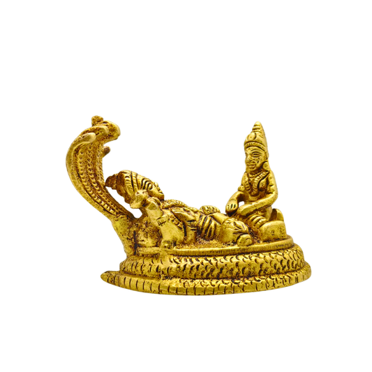 Brass Vishnu Lakshmi Statue – Sheshshayi Narayan Mandir Decorative Idol