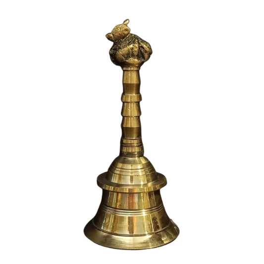 Designer Brass Puja Bell – Carved Line Pattern