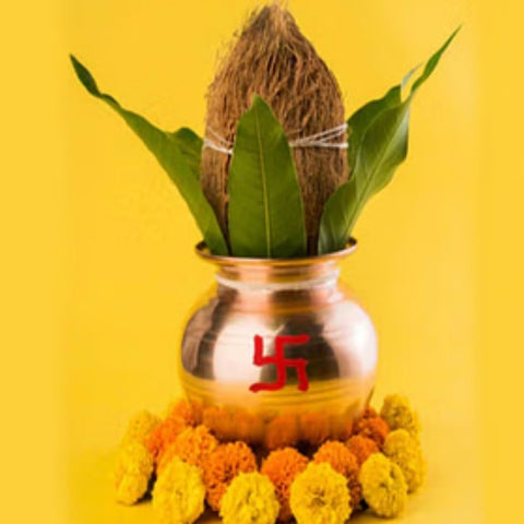 Pooja Kalash (with Coconut and Mango Leaves)