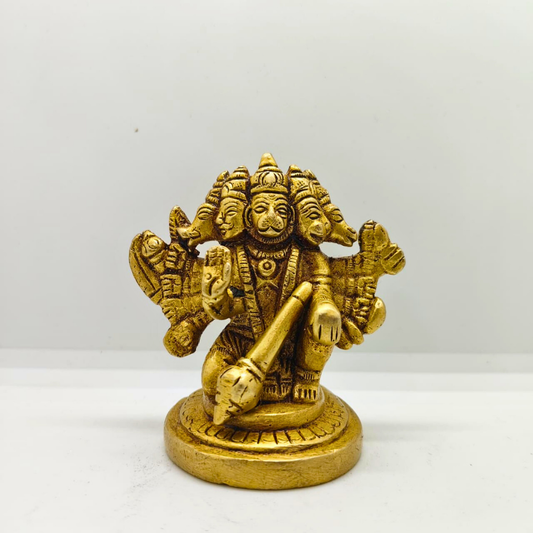 Brass Panchmukhi Hanuman Idol – Five Face Bajrangbali Statue for Home Temple