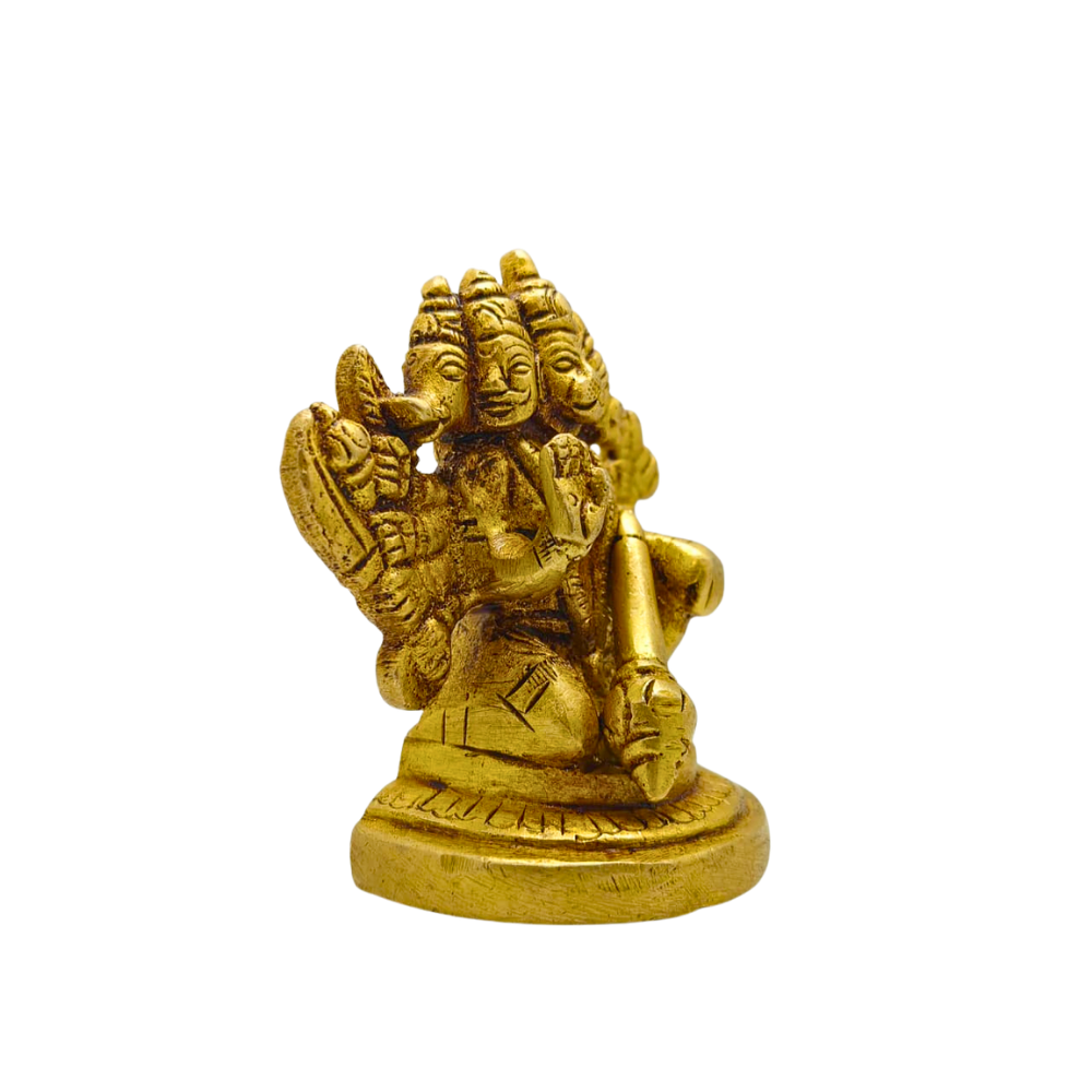 Brass Panchmukhi Hanuman Idol – Five Face Bajrangbali Statue for Home Temple