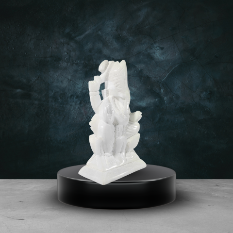 Handcrafted White Marble Lord Ganesha Idol – Spiritual Home Décor Statue
