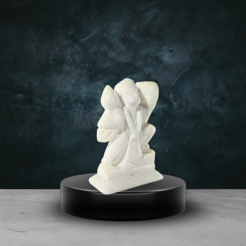 Small White Marble Hanuman Idol – Handcrafted Spiritual Home Décor Statue