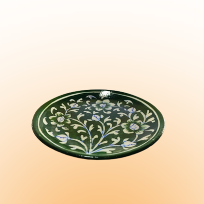 Jade Green Handcrafted Flower Plate