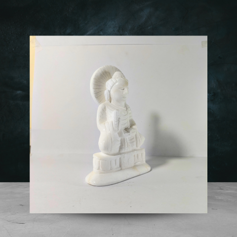 White Marble Lord Buddha Idol – Handcrafted Spiritual Décor Statue
