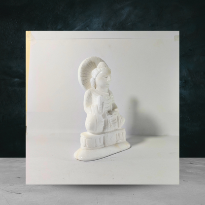 White Marble Lord Buddha Idol – Handcrafted Spiritual Décor Statue