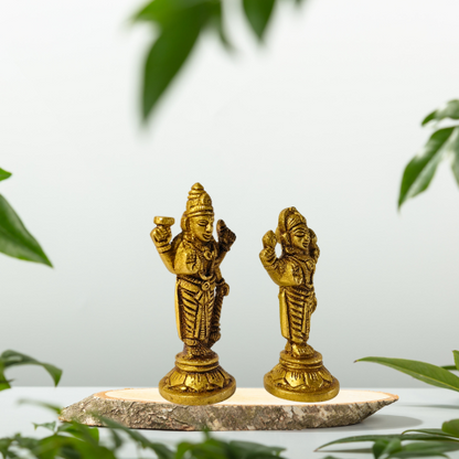 Holy Lakshmi Narayan Standing Brass Idol – Grace of Fortune & Preservation