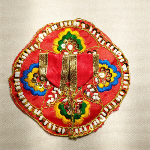 Shubh Vishnu Ji Poshak – Golden Embellished Multicolor Vastra