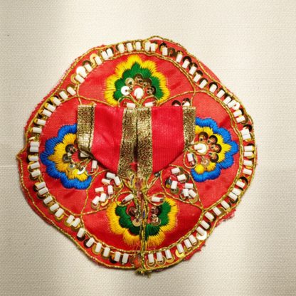 Shubh Vishnu Ji Poshak – Golden Embellished Multicolor Vastra