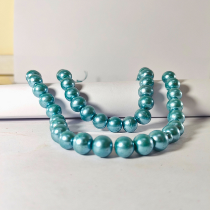 Elegant Blue Pearl Beaded Necklace