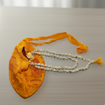 Sacred White Tulsi Japa Mala For Mantra with 108+1 Beads