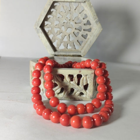 Royal Coral Crystal Mala – Vitality & Grace