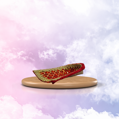 Royal Red  Pooja Soop – Golden Embroidered Base