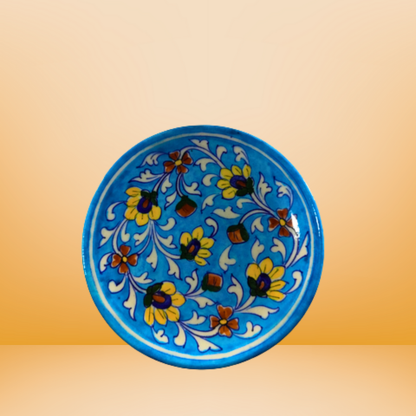Sky Blue Blossom Floral Ceramic Plate