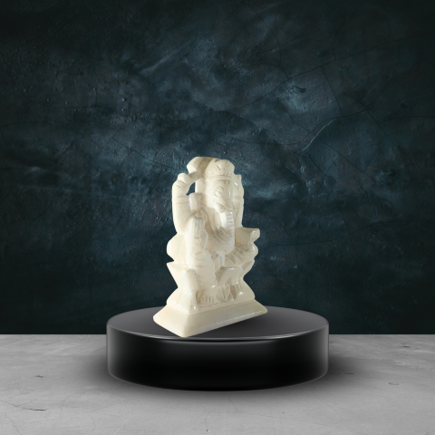 Small White Marble Ganesha Idol – Handcrafted Spiritual Statue