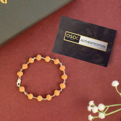 Authentic & Certified Natural Rudraksha Bracelet with Silver Capping