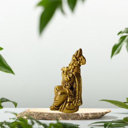 Golden Krishna Brass Idol with Flute Showpiece