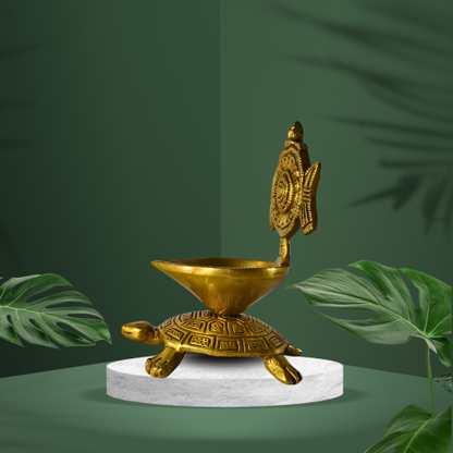 Sacred Turtle Brass Jyoti Diya – Light of Faith & Abundance